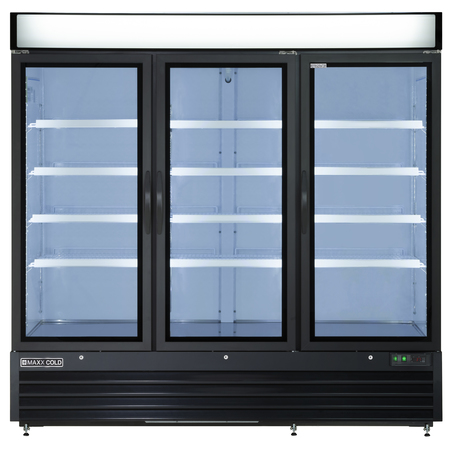 MAXX COLD Refrigerator 72 cu.ft., 3 Door, Comm. Merchandiser, Black/Glass MXM3-72RB